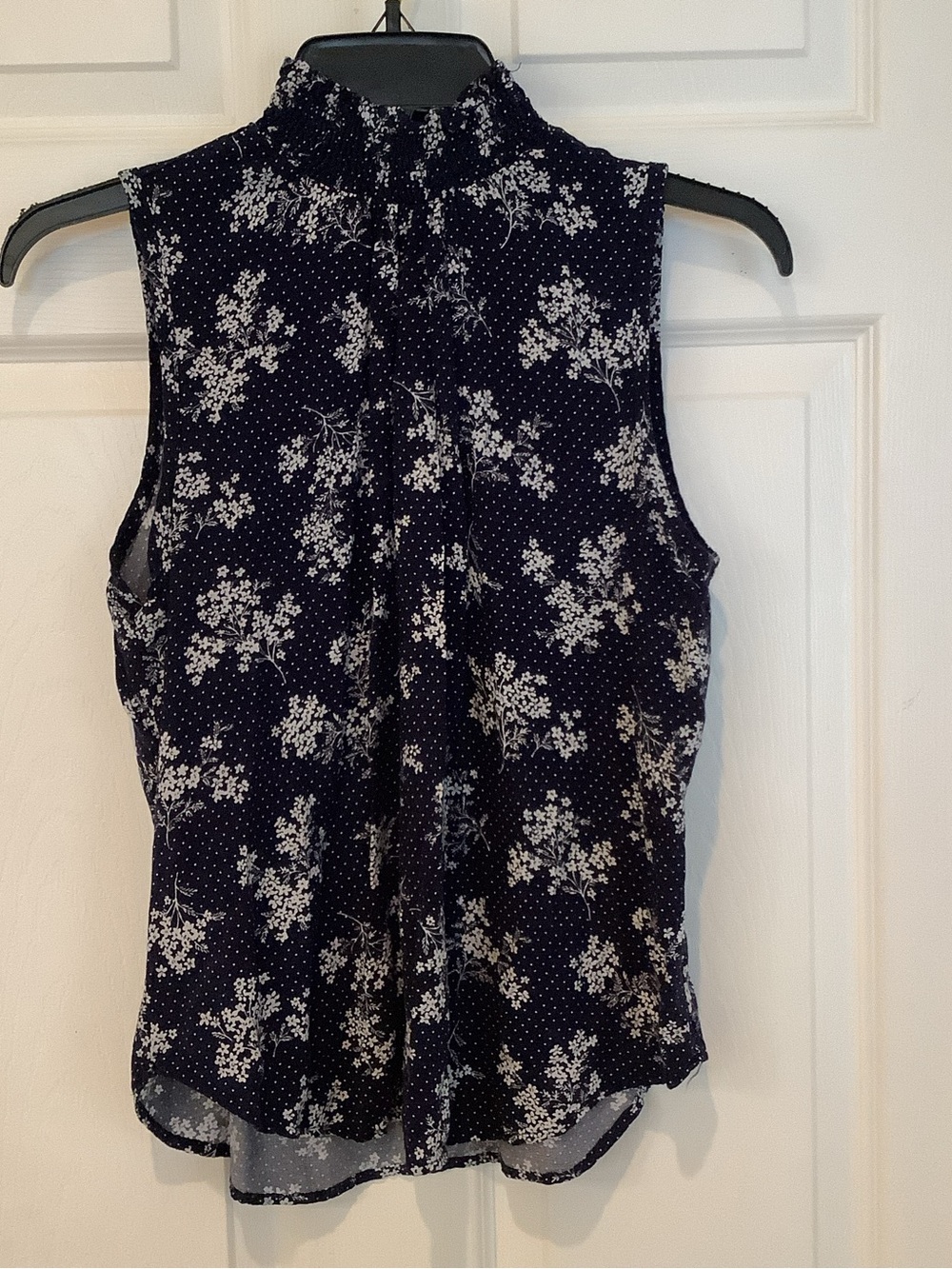 NY Invasion Sleeveless Navy Floral Mock Neck Camisole